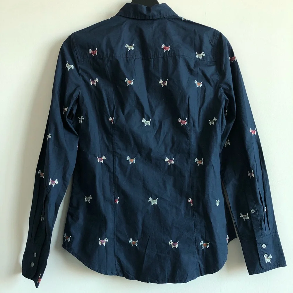 J.Crew Dog Emborided Slim Shirt